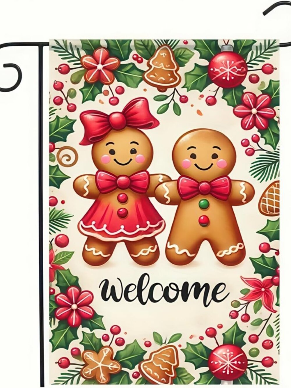 Christmas Gingerbread Couple Garden Flag 12x18 Inch Polyester